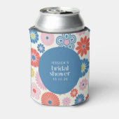 Scandi Boho Folk Flower Blue Vrijgezellenfeest Blikjeskoeler (Blikje Achterkant)