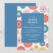 Scandi Boho Folk Flower Blue Vrijgezellenfeest Kaart (Voorkant / Achterkant)