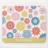 Scandi Boho Folk Flower Pattern Personalized Muismat (Voorkant)