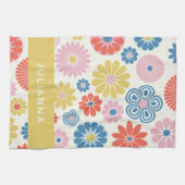 Scandi Boho Folk Flower Pattern Personalized Theedoek (Horizontaal)