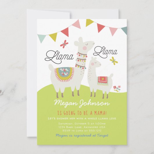 Scandi Boho Llama Baby shower Uitnodiging (Voorkant)