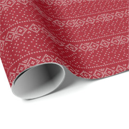 Scandi Christmas Stripe gebreide trui rood Cadeaupapier