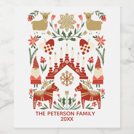 Scandi Christmas Wijn Etiket (Enkel label)