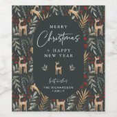 Scandi Christmas Wine Bottle Label Drink Gift Deer Wijn Etiket (Enkel label)
