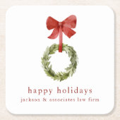 Scandi Christmas Wreath Red Bow Kartonnen Onderzetters (Voorkant)