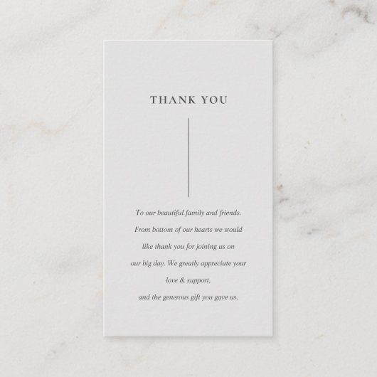 SCANDI CLEAN DARK GRAY MINIMAL WEDING DANK U VISITEKAARTJE (Achterkant)