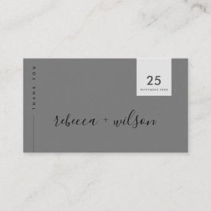 SCANDI CLEAN DARK GRAY MINIMAL WEDING DANK U VISITEKAARTJE