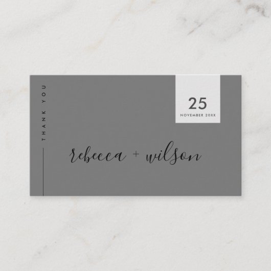 SCANDI CLEAN DARK GRAY MINIMAL WEDING DANK U VISITEKAARTJE (Voorkant)
