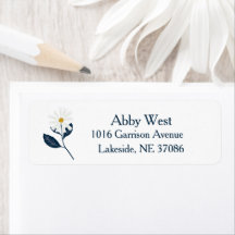 Scandi Daisy Flowers Return Address Label