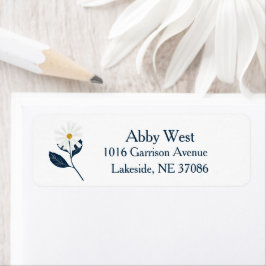 Scandi Daisy Flowers Return Address Label