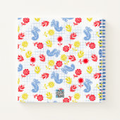 Scandi Ditsy Blue Bird Red Yellow Flower Journal Notitieboek (Achterkant)