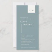 SCANDI DUSKY BLUE MONOGRAM KOUPLY SHOWER INVITE BEDANKKAART (Voorkant)