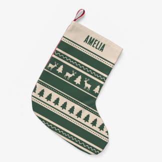 Scandi Fair Isle | Groene Aangepaste Naam Kleine Kerstsok