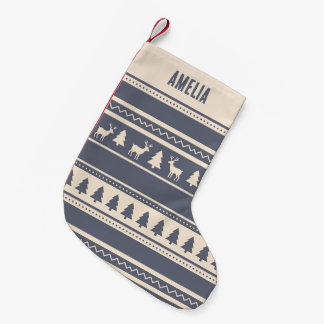 Scandi Fair Isle | Leigrijze aangepaste naam Kleine Kerstsok
