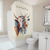 Scandi Farmhouse Cattle, op maat Douchegordijn (In situ)