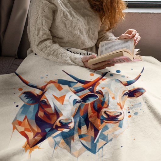 Scandi Farmhouse Cattle, op maat Fleece Deken