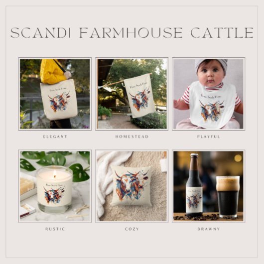 Scandi Farmhouse Cattle, op maat Golfhanddoek