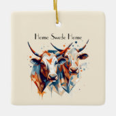 Scandi Farmhouse Cattle, op maat Keramisch Ornament (Voorkant)