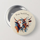 Scandi Farmhouse Cattle, op maat Ronde Button 7,6 Cm (Voorkant /achterkant)