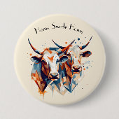 Scandi Farmhouse Cattle, op maat Ronde Button 7,6 Cm (Voorkant)
