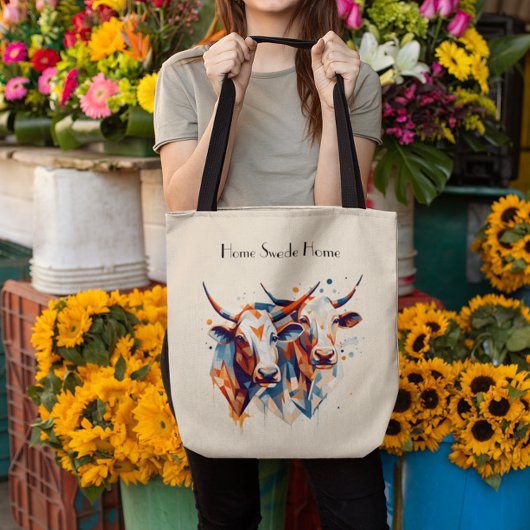 Scandi Farmhouse Cattle, op maat Tote Bag