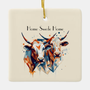 Scandi Farmhouse Rundvee, op maat Keramisch Ornament
