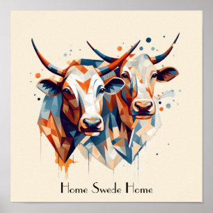 Scandi Farmhouse Rundvee, op maat Poster