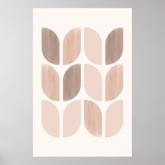 Scandi floral art. Geometrische bladeren of bloeme Poster