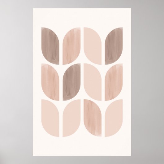 Scandi floral art. Geometrische bladeren of bloeme Poster (Voorkant)