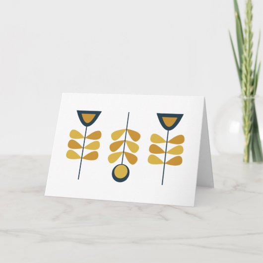Scandi Floral Triplet in Mustard en Navy Kaart (Voorkant)