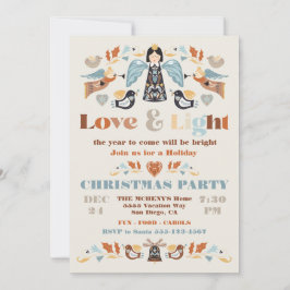 Scandi Folk art Love and Light Kerstparty Kaart