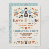 Scandi Folk art Love and Light Kerstparty Kaart (Voorkant / Achterkant)