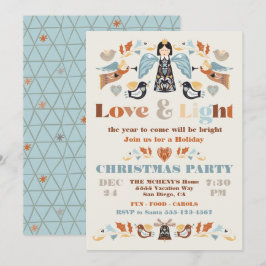 Scandi Folk art Love and Light Kerstparty Kaart