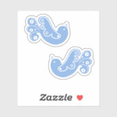 Scandi Folk Blauwe Witte Vogels Sticker (Vel)