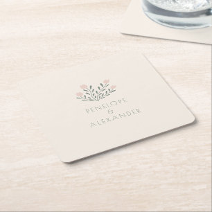 Scandi Folk Bloemen Blush Roze Salie Aangepaste Tr Kartonnen Onderzetters