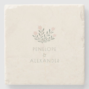 Scandi Folk Bloemen Blush Roze Salie Aangepaste Tr Stenen Onderzetter