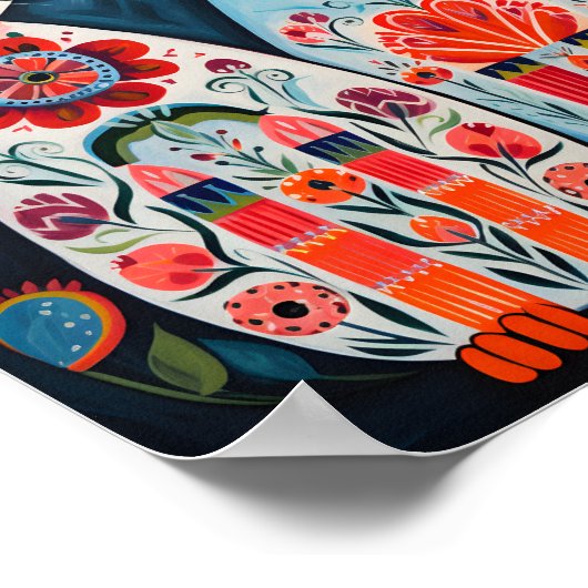 Scandi Folk Cats Poster (Hoek)