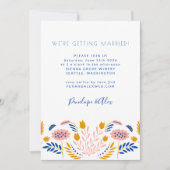 Scandi Folk Flowers Blue Yellow Casual Weddenschap Kaart (Voorkant)