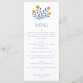 Scandi Folk Flowers Blue Yellow Custom Wedding Menu (Voorkant)