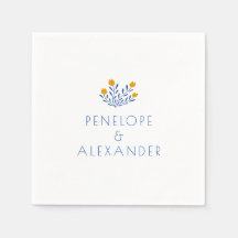 Scandi Folk Flowers Blue Yellow Custom Wedding