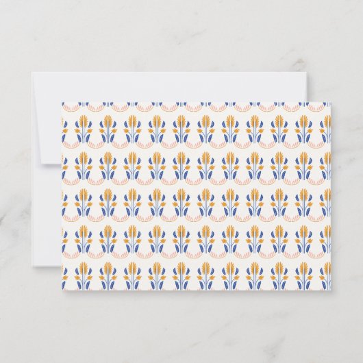 Scandi Folk Flowers in Blue and Yellow Wedding Save The Date (Achterkant)