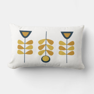 Scandi Garden Floral Triplet in Mustard en Navy Kussen