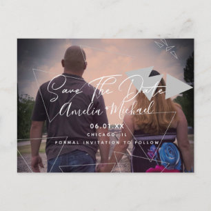 Scandi Geometrical Shapes Grey Save the Date Photo Briefkaart