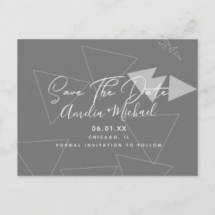 Scandi Geometrische Vormen Grijs Save the Date Briefkaart