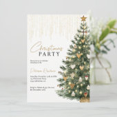 Scandi Gouden Waterverf Kerstboom Winter Kaart (Staand voorkant)