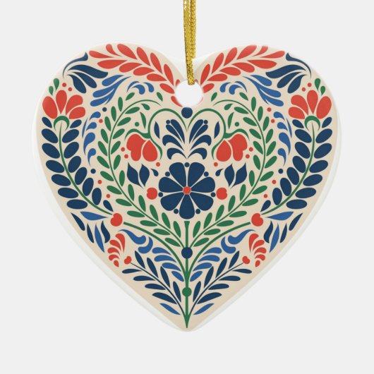 Scandi Heart – Swedish Folk Art Ornament (Voorkant)
