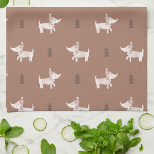 Scandi Hond & Kerstbomen Keukenhanddoek