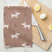 Scandi Hond & Kerstbomen Keukenhanddoek (Quarter Fold)