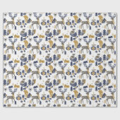 Scandi Kerst Schattigee bosdieren wit Cadeaupapier (Vlak)