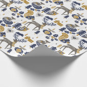 Scandi Kerst Schattigee bosdieren wit Cadeaupapier (Hoek)